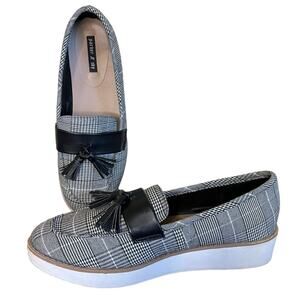 PARKER & SKY Loafers Shoes Black & White Plaid Tassel Slip-On Platform Size 8‎